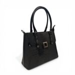 Geantă damă SQueMora Luxury – SQM Black Croco, eleganță modernă și design structurat