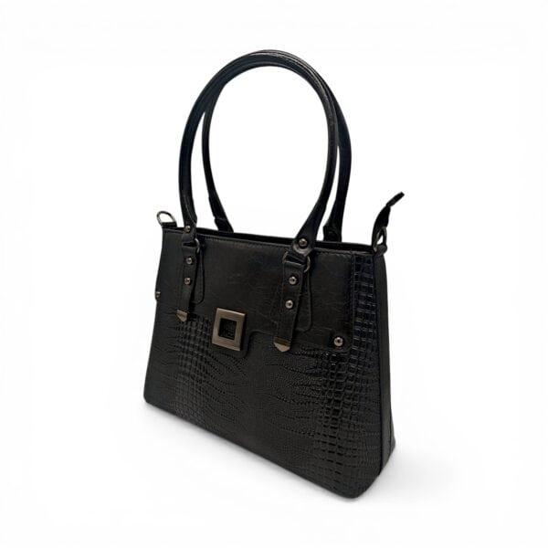 Geantă damă SQueMora Luxury – SQM Black Croco, eleganță modernă și design structurat