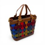 Geantă damă din piele naturală Jasmine Mosaic 6355 – design patchwork multicolor și eleganță practică