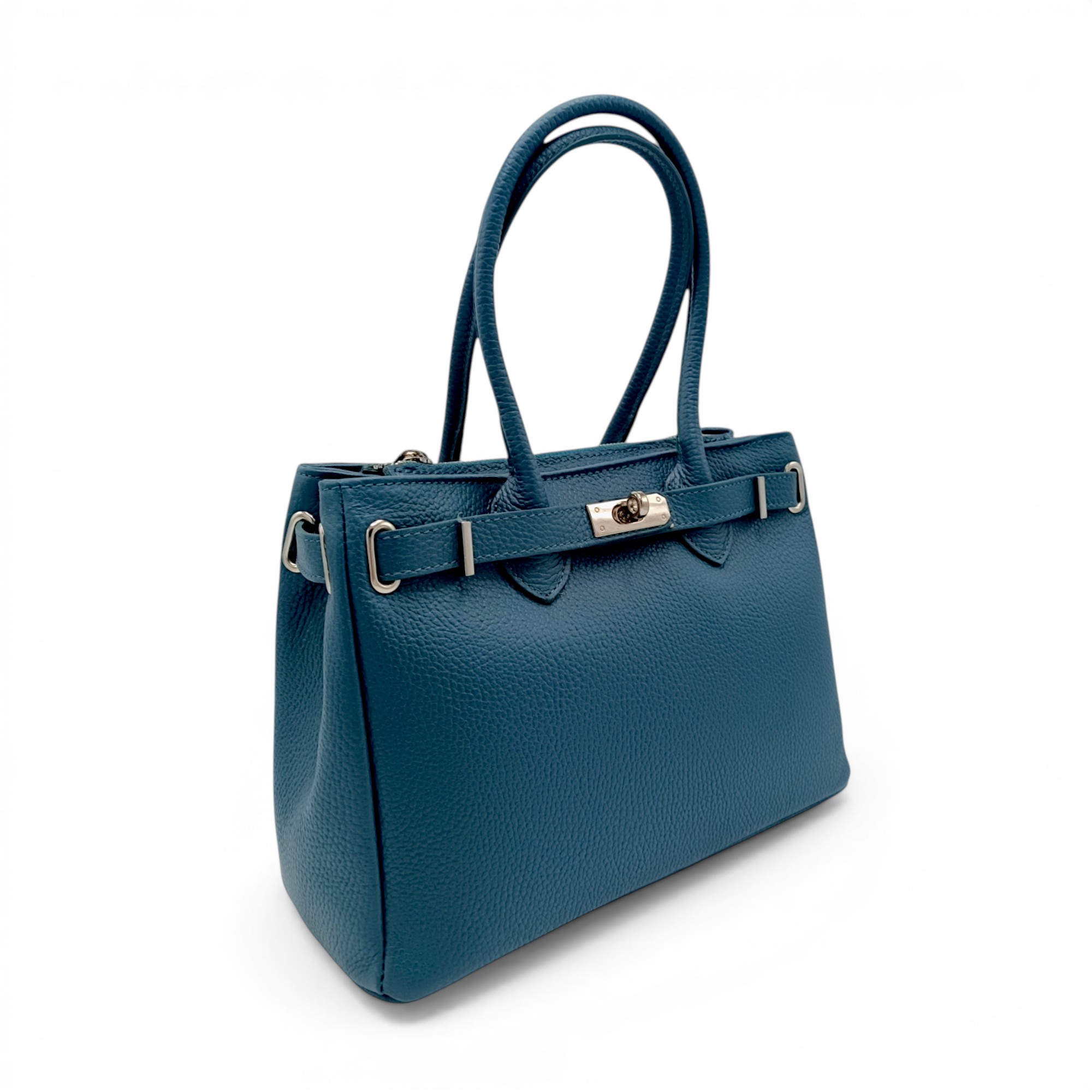 Geantă damă din piele naturală Belle Monique PZ15 – eleganță italiană în nuanță teal