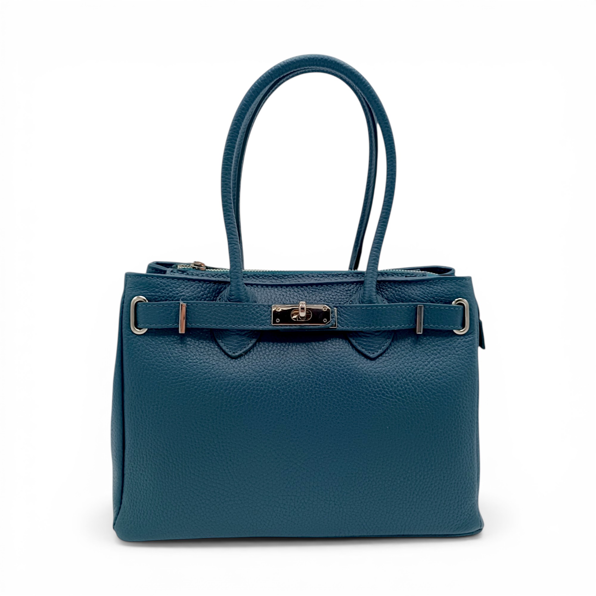 Geantă damă din piele naturală Belle Monique PZ15 – eleganță italiană în nuanță teal