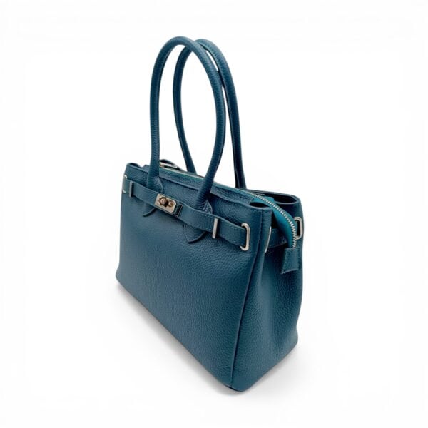 Geantă damă din piele naturală Belle Monique PZ15 – eleganță italiană în nuanță teal
