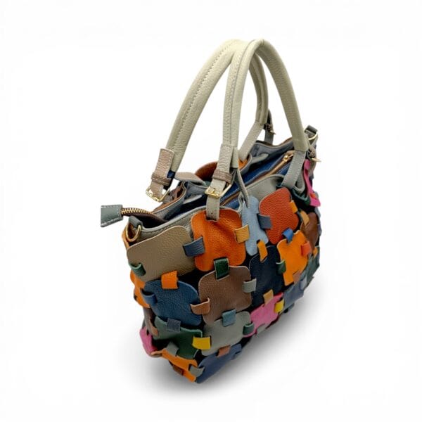 Geantă damă multicoloră piele naturală Jasmine 1168, model casual elegant, perfectă pentru orice țin.