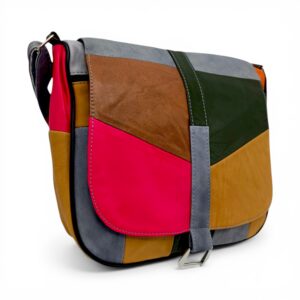 Geantă damă unicat din piele naturală multicoloră, model modern și elegant.