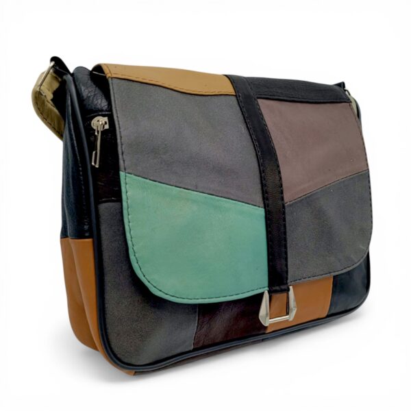 Geantă damă unicat din piele naturală multicoloră, model modern Lucia R45-381.