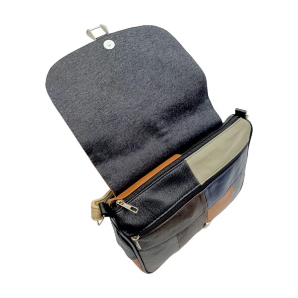 Geantă damă unicat Lucia R45-381 din piele naturală, multicolor, cu compartiment spațios și design e.