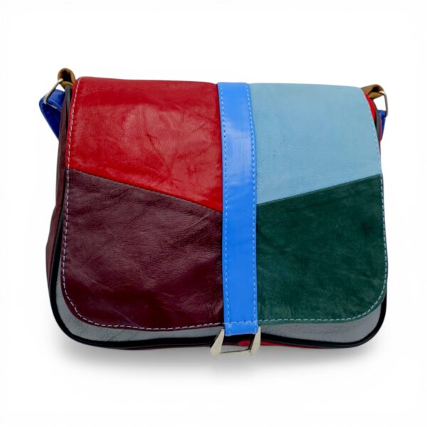 Geantă damă unicat din piele naturală, multicolor, cu design modern și elegant.