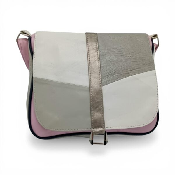 Geantă damă unicat din piele naturală multicoloră, design modern și elegant.