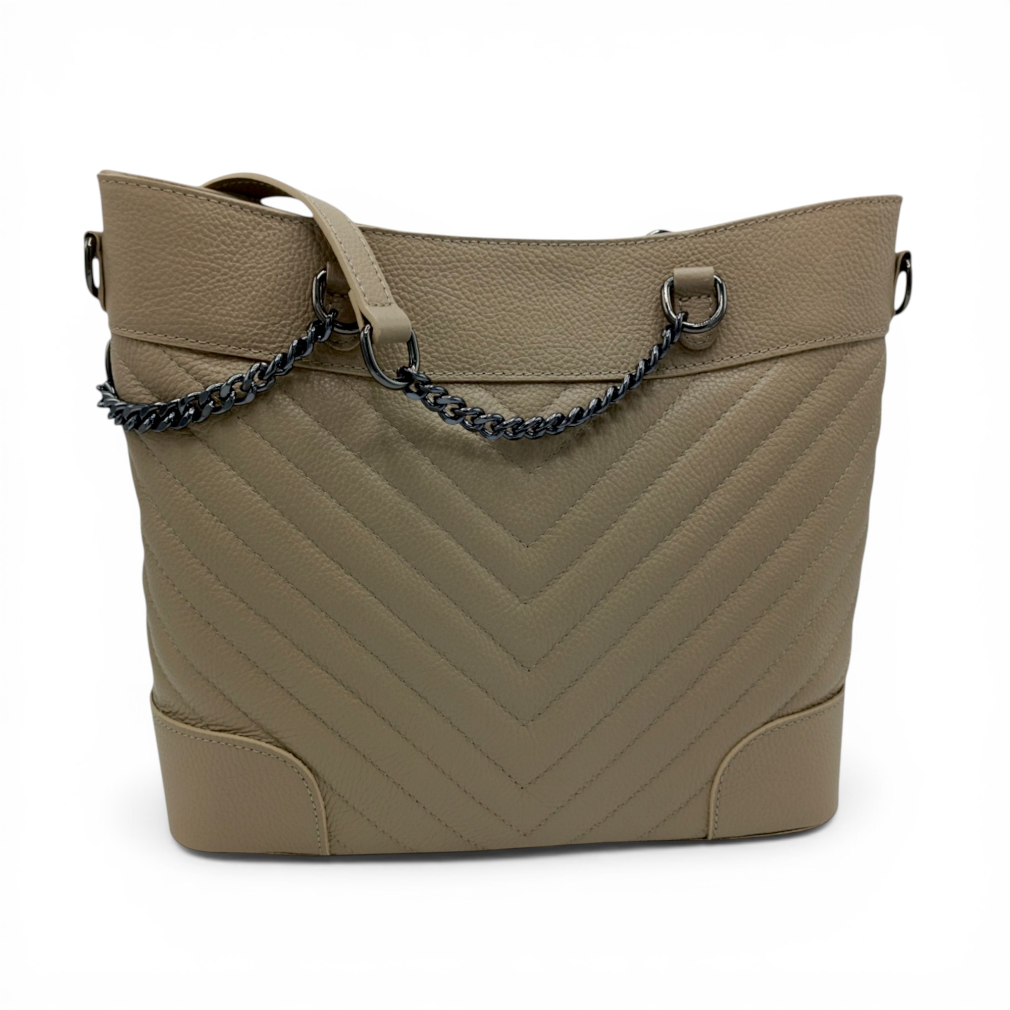 Geantă damă din piele naturală Belle Monique GO92 – eleganță modernă în nuanță bej