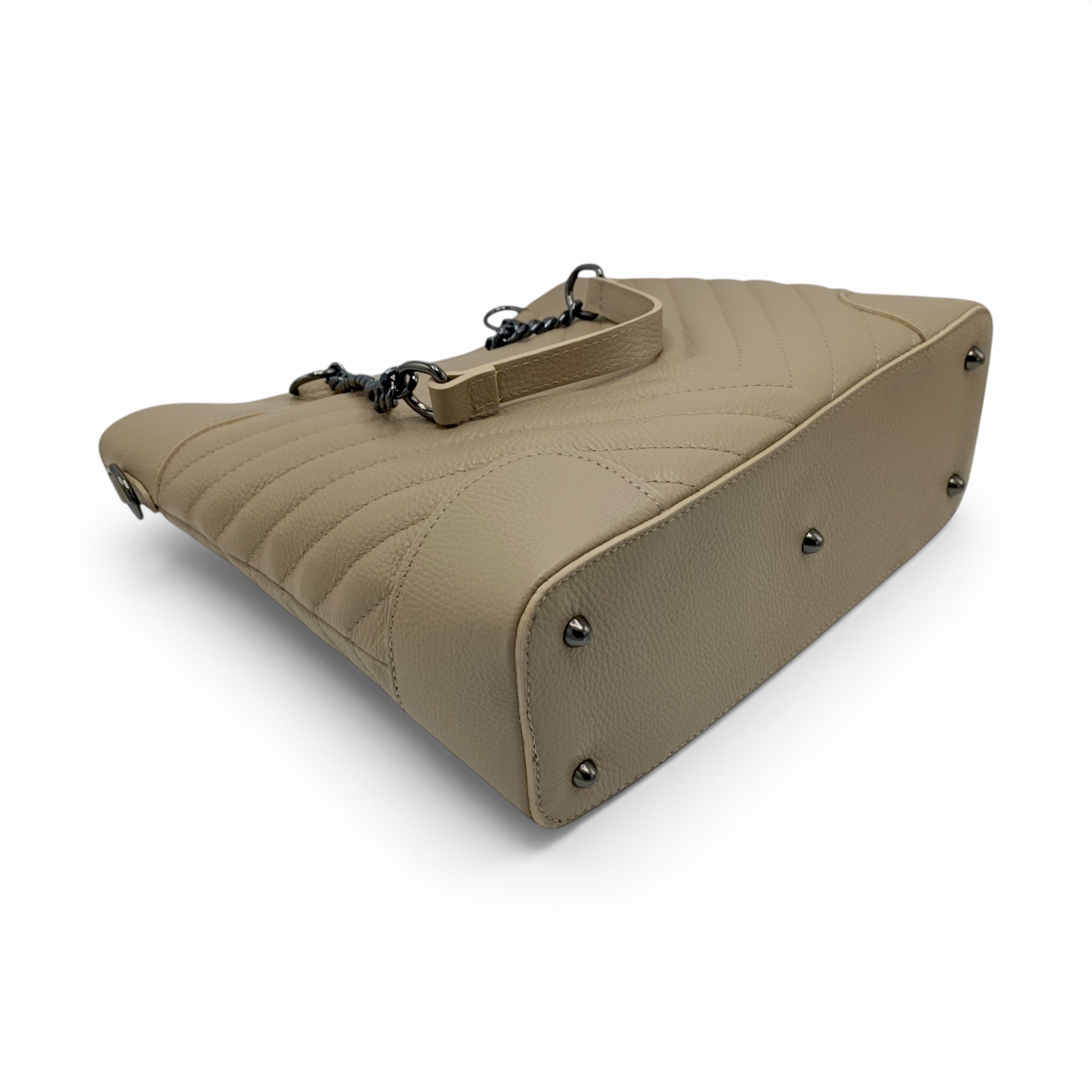 Geantă damă din piele naturală Belle Monique GO92 – eleganță modernă în nuanță bej