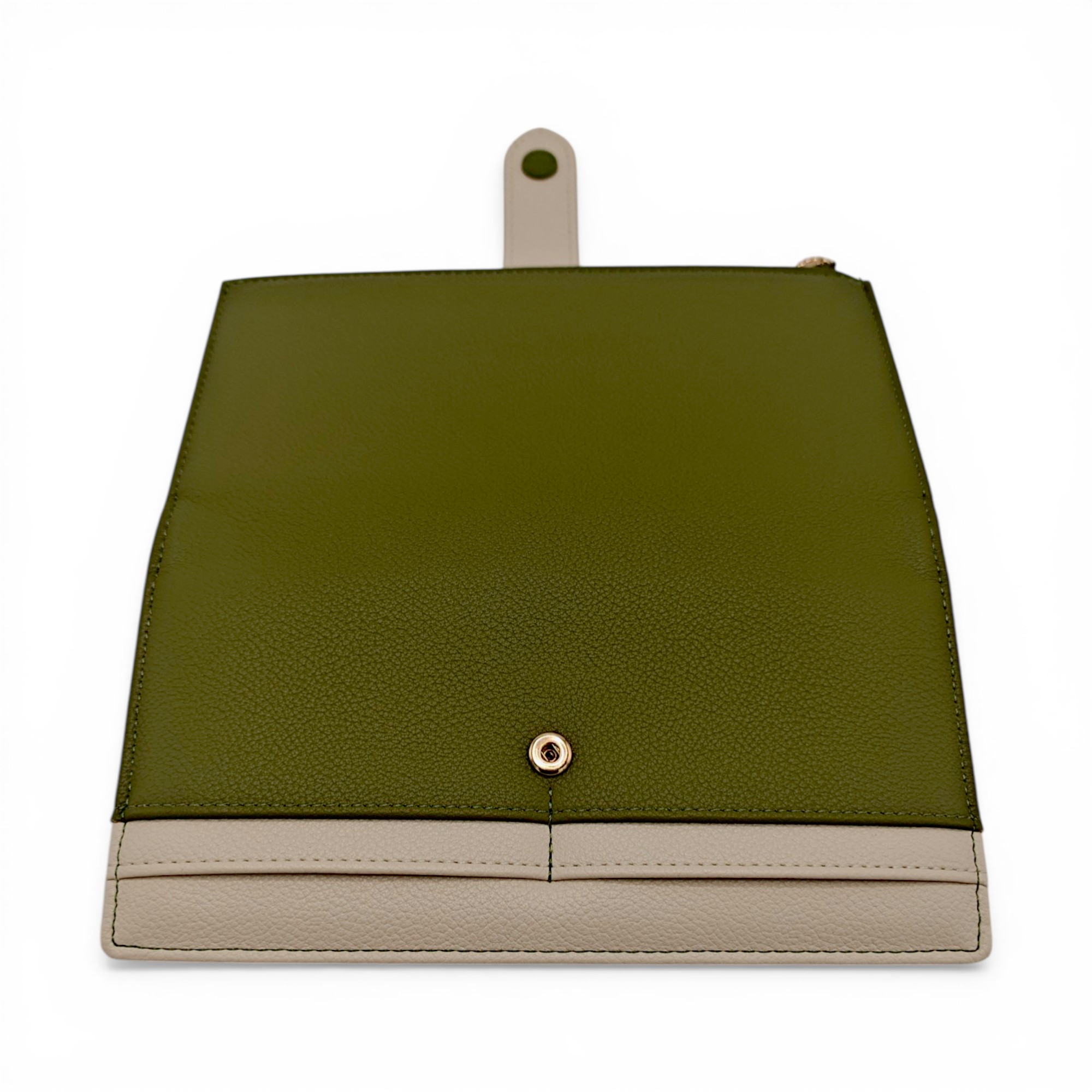 Portofel damă Diana&Co DSF997-3 verde olive cu detalii bej crem – design elegant și compartimentare practică