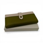 Portofel damă Diana&Co DSF997-3 verde olive cu detalii bej crem – design elegant și compartimentare practică