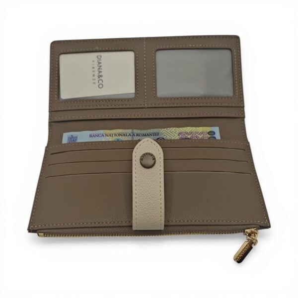 Portofel damă Diana&Co Firenze DSF997-3, culoare bej taupe – design elegant și organizare practică