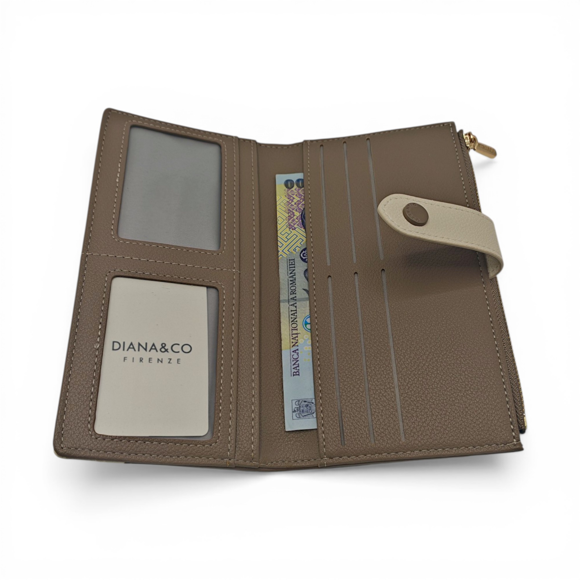 Portofel damă Diana&Co Firenze DSF997-3, culoare bej taupe – design elegant și organizare practică (4) Portofel damă Diana&Co Firenze DSF997-3, culoare bej taupe – design elegant și organizare practică