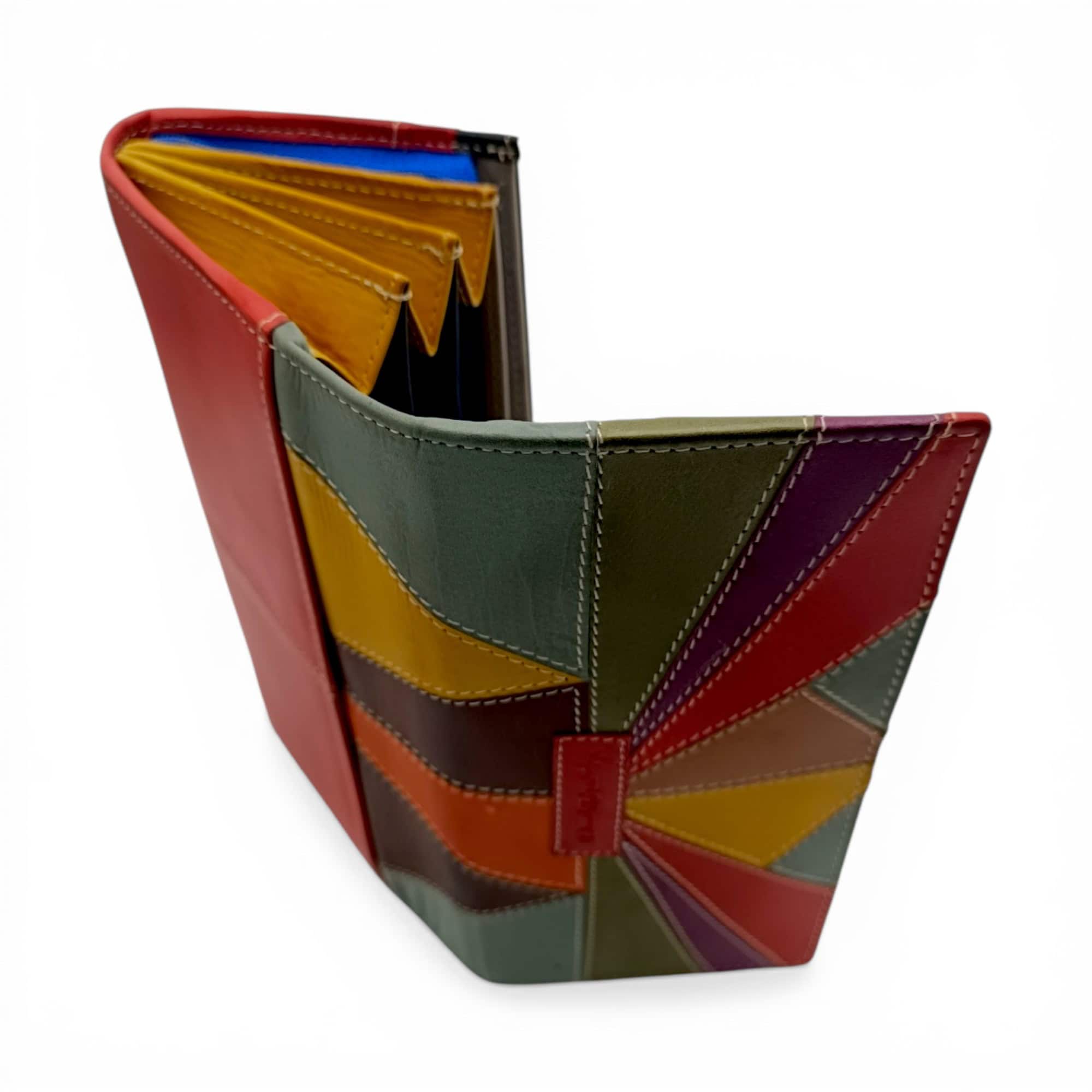 Portofel damă din piele naturală multicolor, protecție RFID, model elegant și modern.