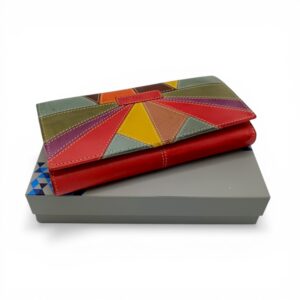 Portofel damă din piele naturală multicolor, model elegant cu protecție RFID, design sofisticat și f.