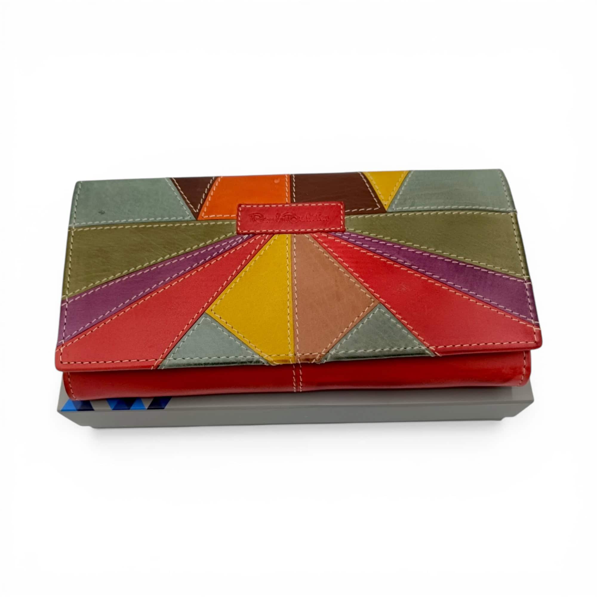 Portofel damă din piele naturală multicolor, model elegant, protecție RFID, accesoriu premium pentru.