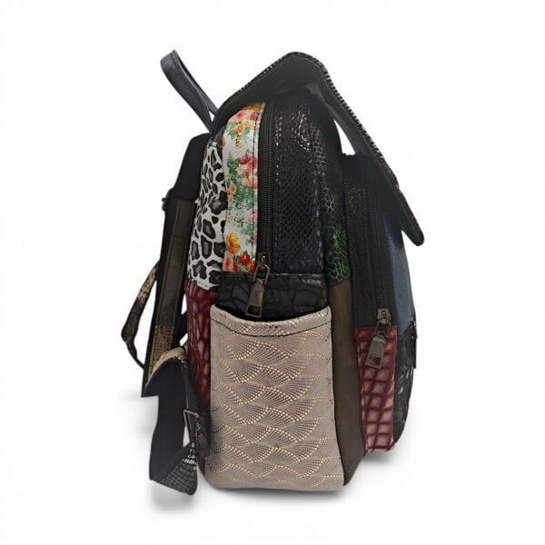 Rucsac Damă Piele Naturală Multicolor Eveline Élégance-Couture R105-51 – Design Unicat Patchwork Premium