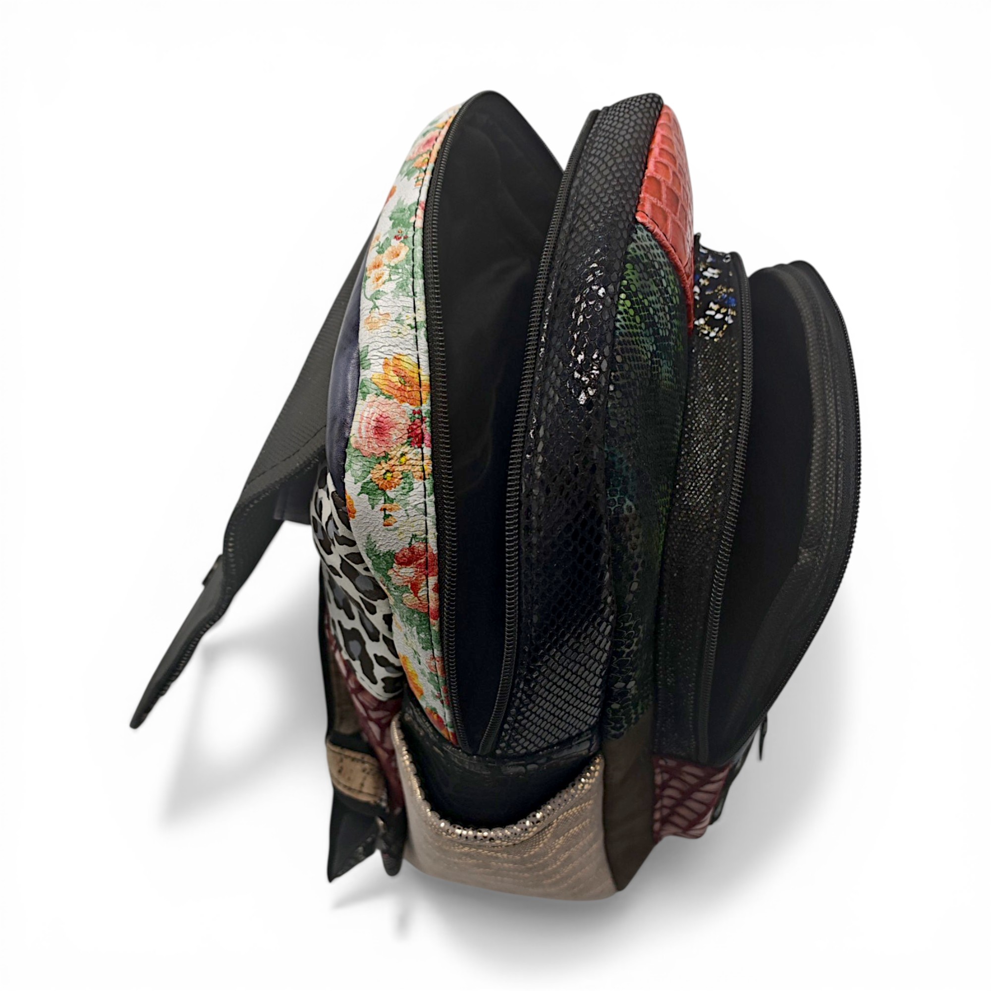 Rucsac Damă Piele Naturală Multicolor Eveline Élégance-Couture R105-51 – Design Unicat Patchwork Premium (9) Rucsac Damă Piele Naturală Multicolor Eveline Élégance-Couture R105-51 – Design Unicat Patchwork Premium