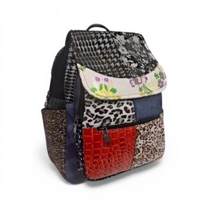 Rucsac Damă Piele Naturală Multicolor Eveline Élégance-Couture R105-52 – Design Unicat Patchwork Premium