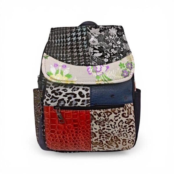 Rucsac Damă Piele Naturală Multicolor Eveline Élégance-Couture R105-52 – Design Unicat Patchwork Premium