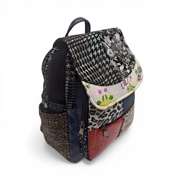 Rucsac Damă Piele Naturală Multicolor Eveline Élégance-Couture R105-52 – Design Unicat Patchwork Premium