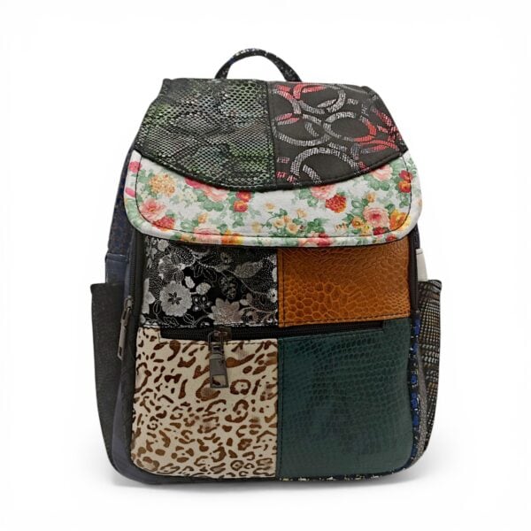 Rucsac Damă Piele Naturală Multicolor Eveline Élégance-Couture R105-53 – Design Unicat Patchwork Premium