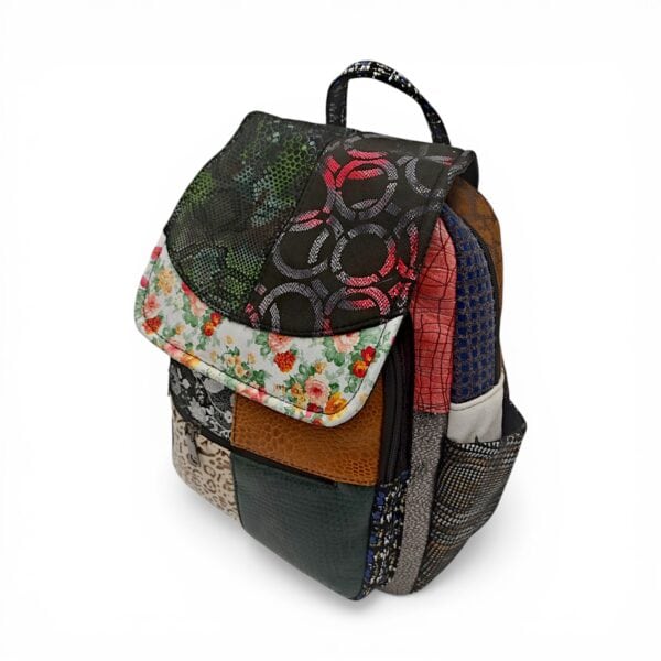 Rucsac Damă Piele Naturală Multicolor Eveline Élégance-Couture R105-53 – Design Unicat Patchwork Premium