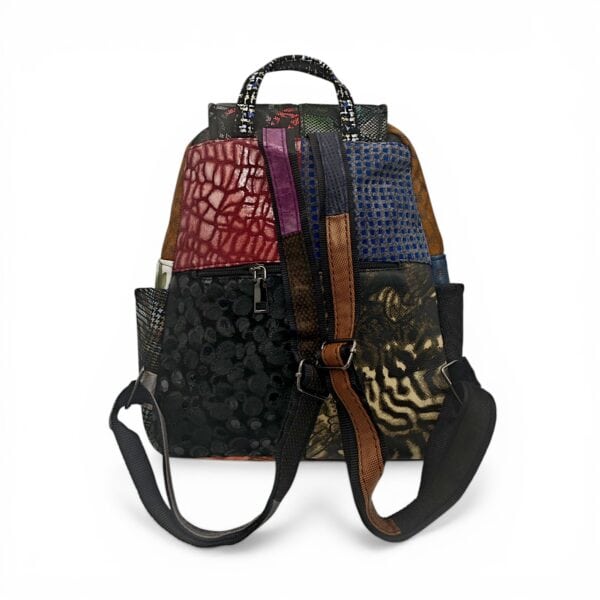 Rucsac Damă Piele Naturală Multicolor Eveline Élégance-Couture R105-53 – Design Unicat Patchwork Premium