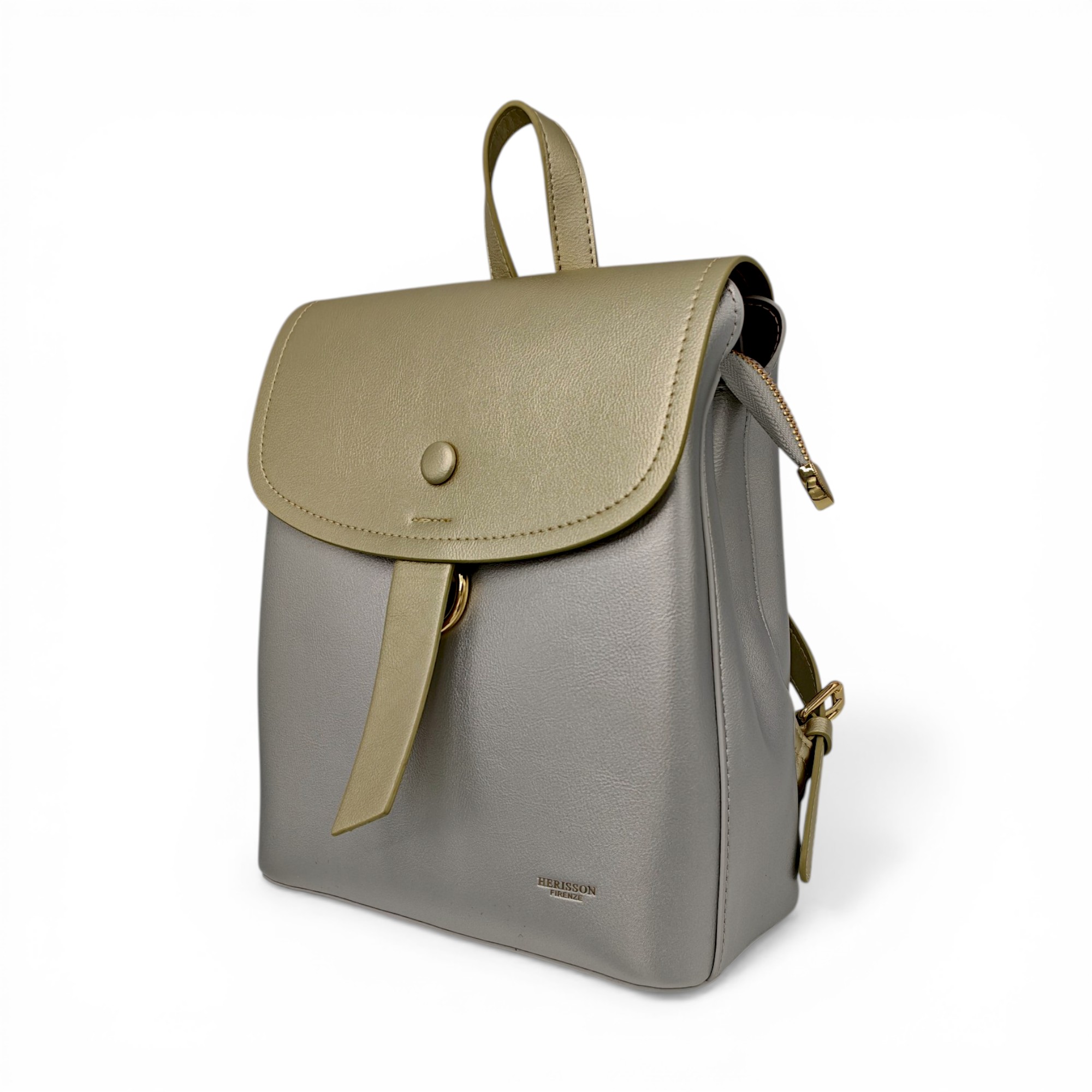 Rucsac damă Herrisson Firenze 6048S Silvery – eleganță modernă în tonuri argintiu & auriu