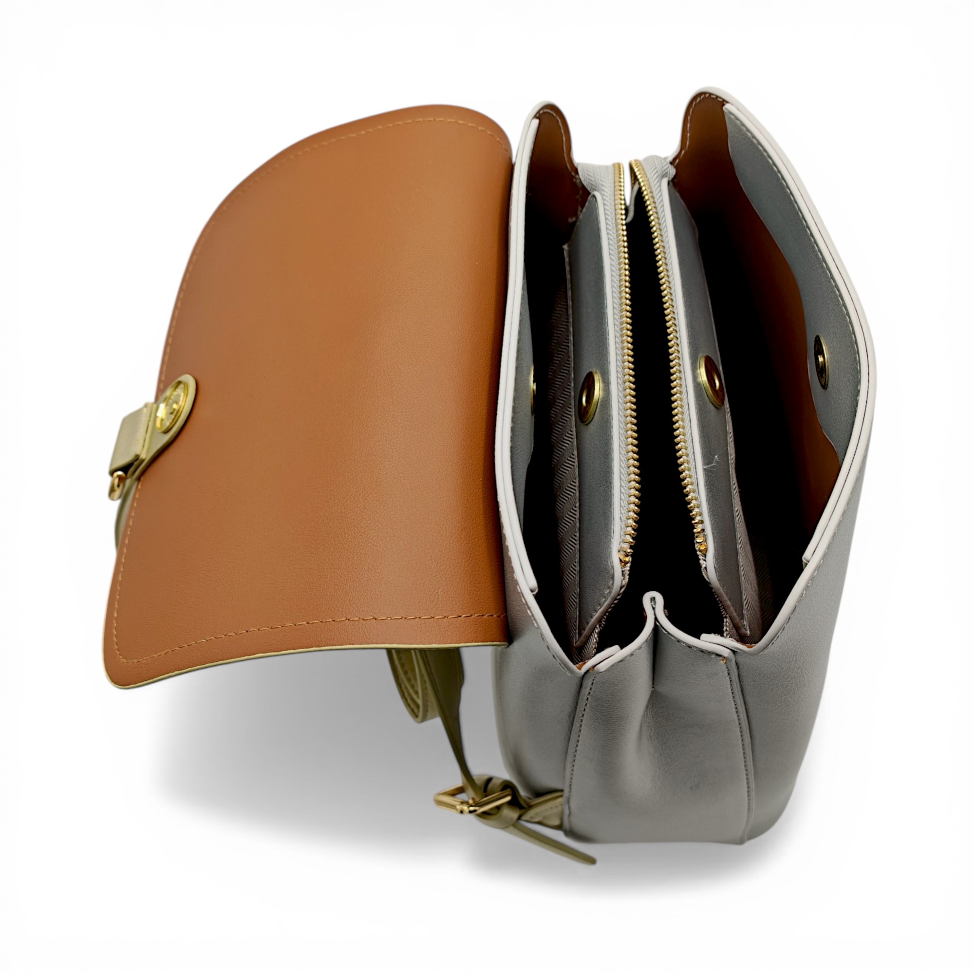 Rucsac damă Herrisson Firenze 6048S Silvery – eleganță modernă în tonuri argintiu & auriu