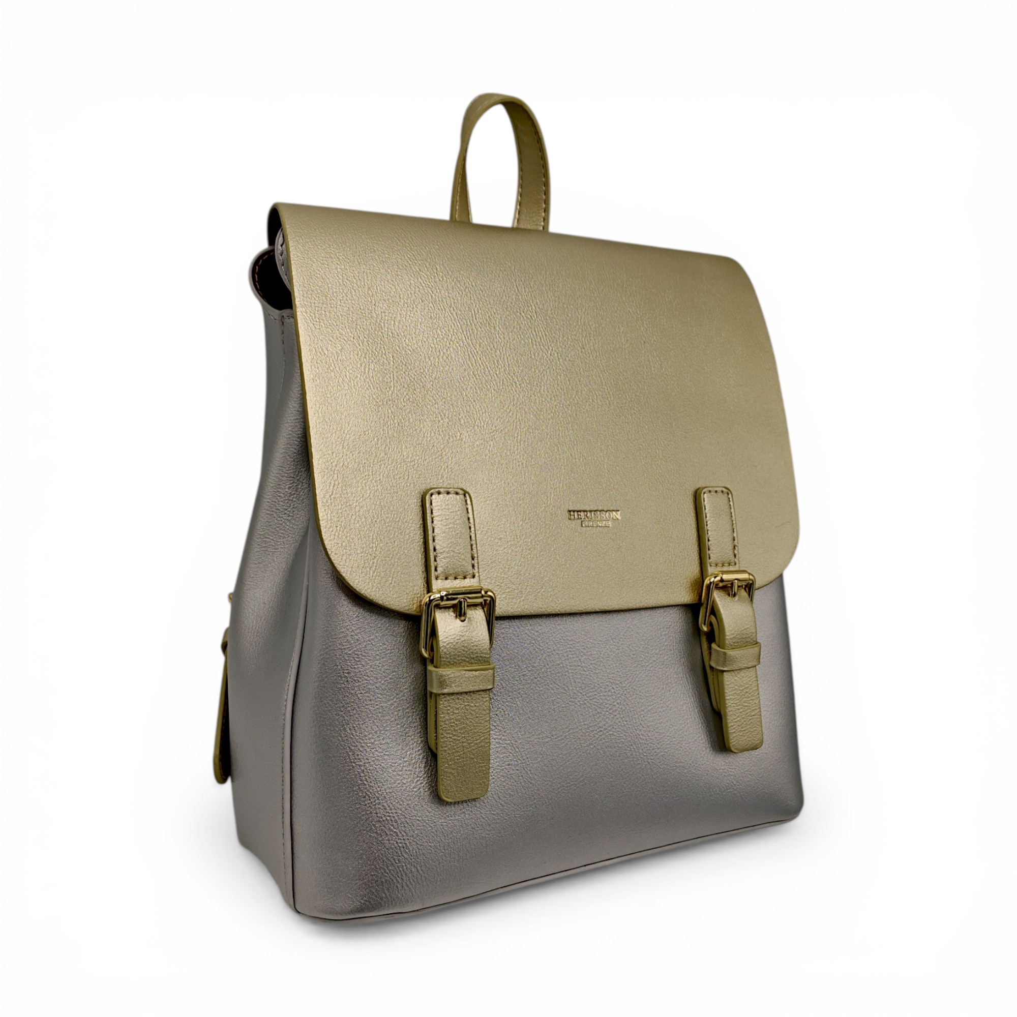 Rucsac damă Herrisson Firenze 6049S Silvery – eleganță modernă în tonuri argintiu & auriu