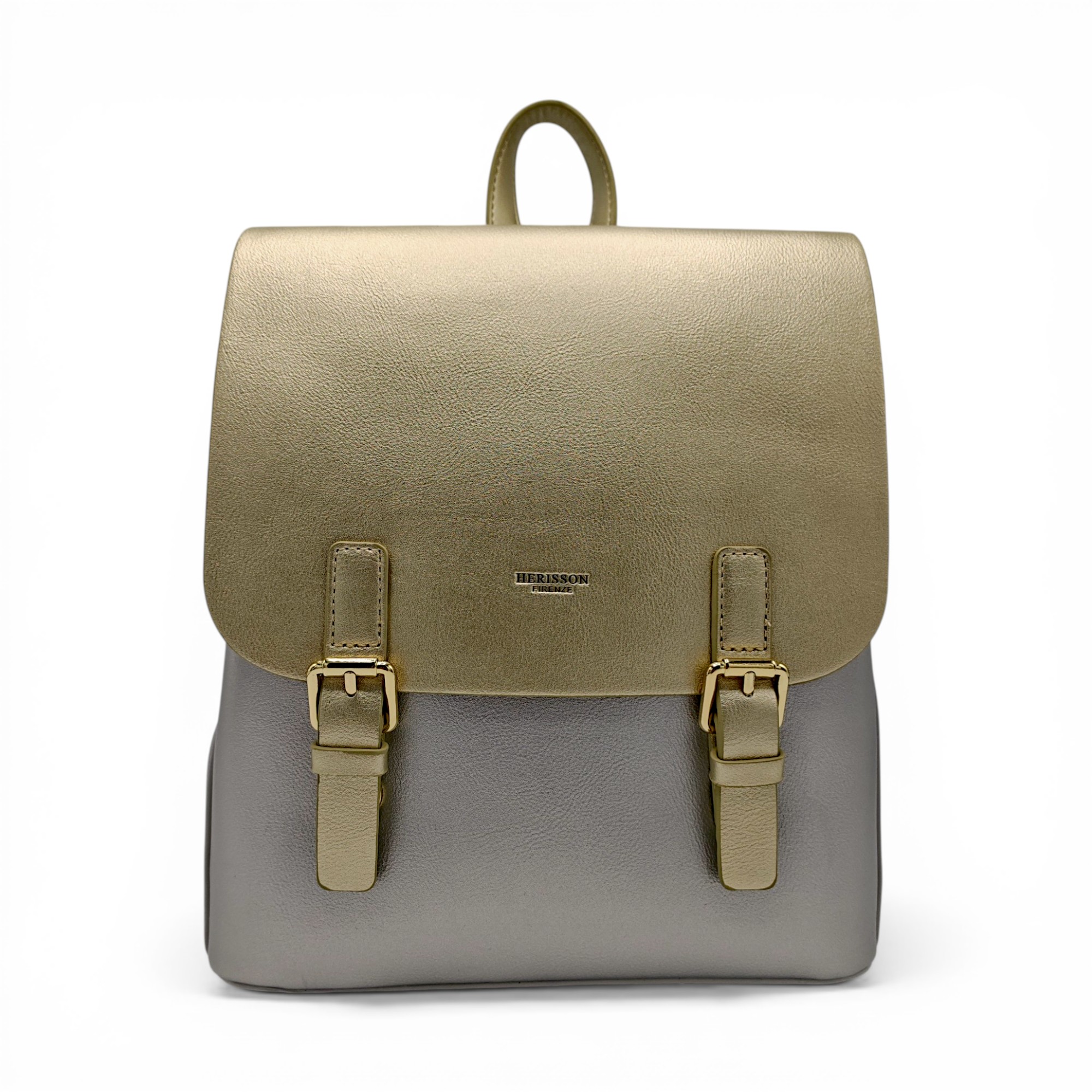 Rucsac damă Herrisson Firenze 6049S Silvery – eleganță modernă în tonuri argintiu & auriu