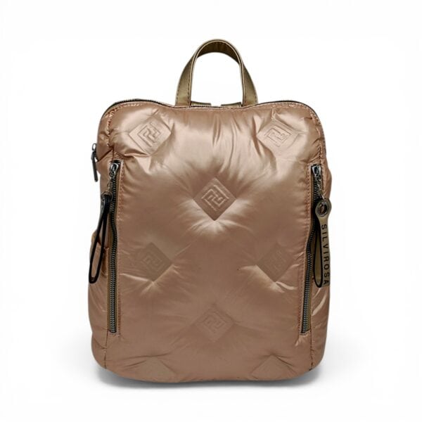 Rucsac damă modern Silvia Rosa SR7079 în culoarea Champagne, cu design puffer și confort urban.