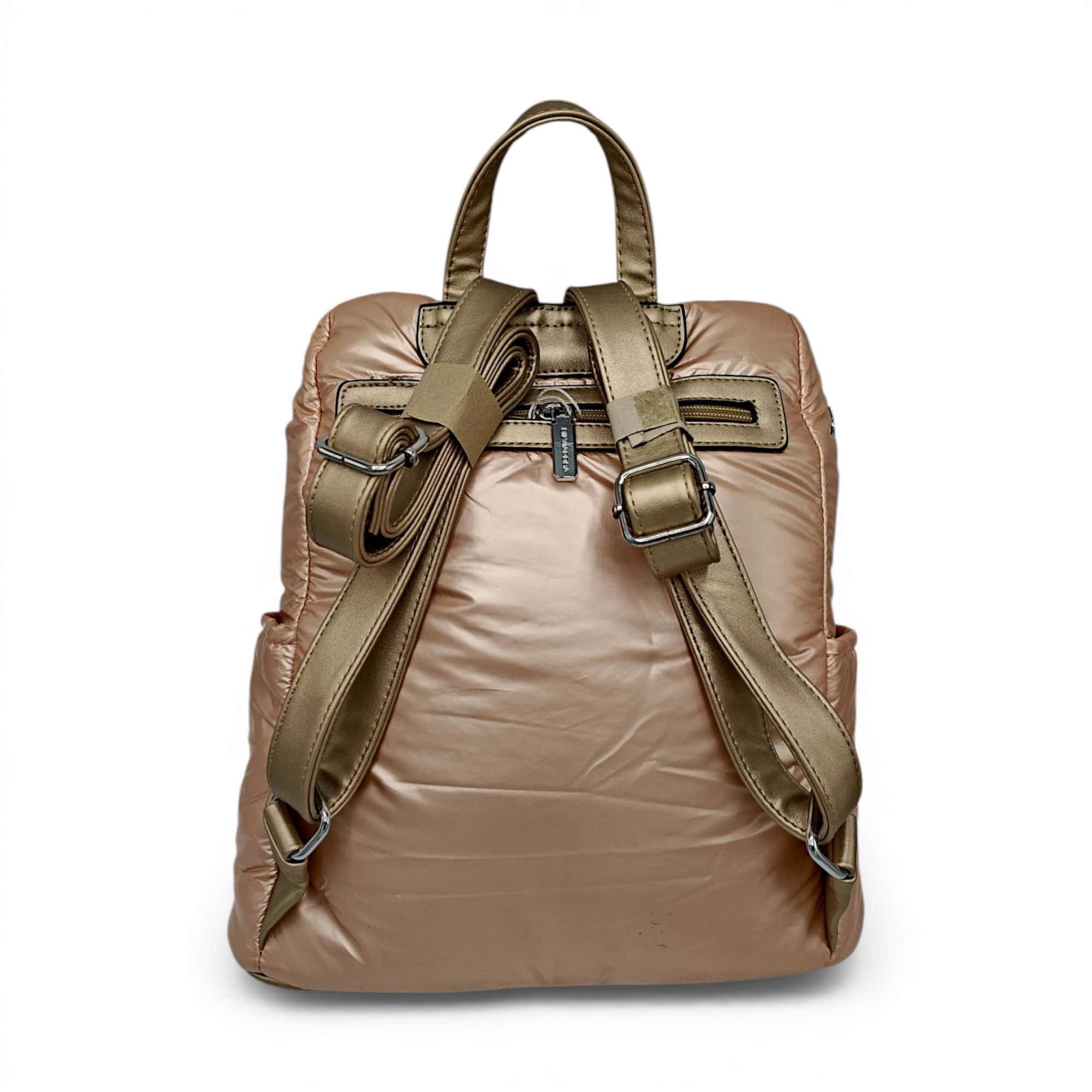 Rucsac damă modern Silvia Rosa SR7079 în culoarea Champagne, cu design puffer și confort urban.