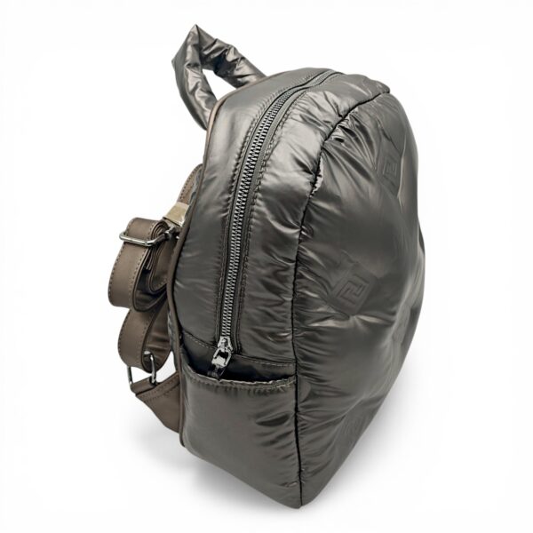 Rucsac damă modern Silvia Rosa SR7080-Silver, design puffer și confort urban pentru stil și funcțion.