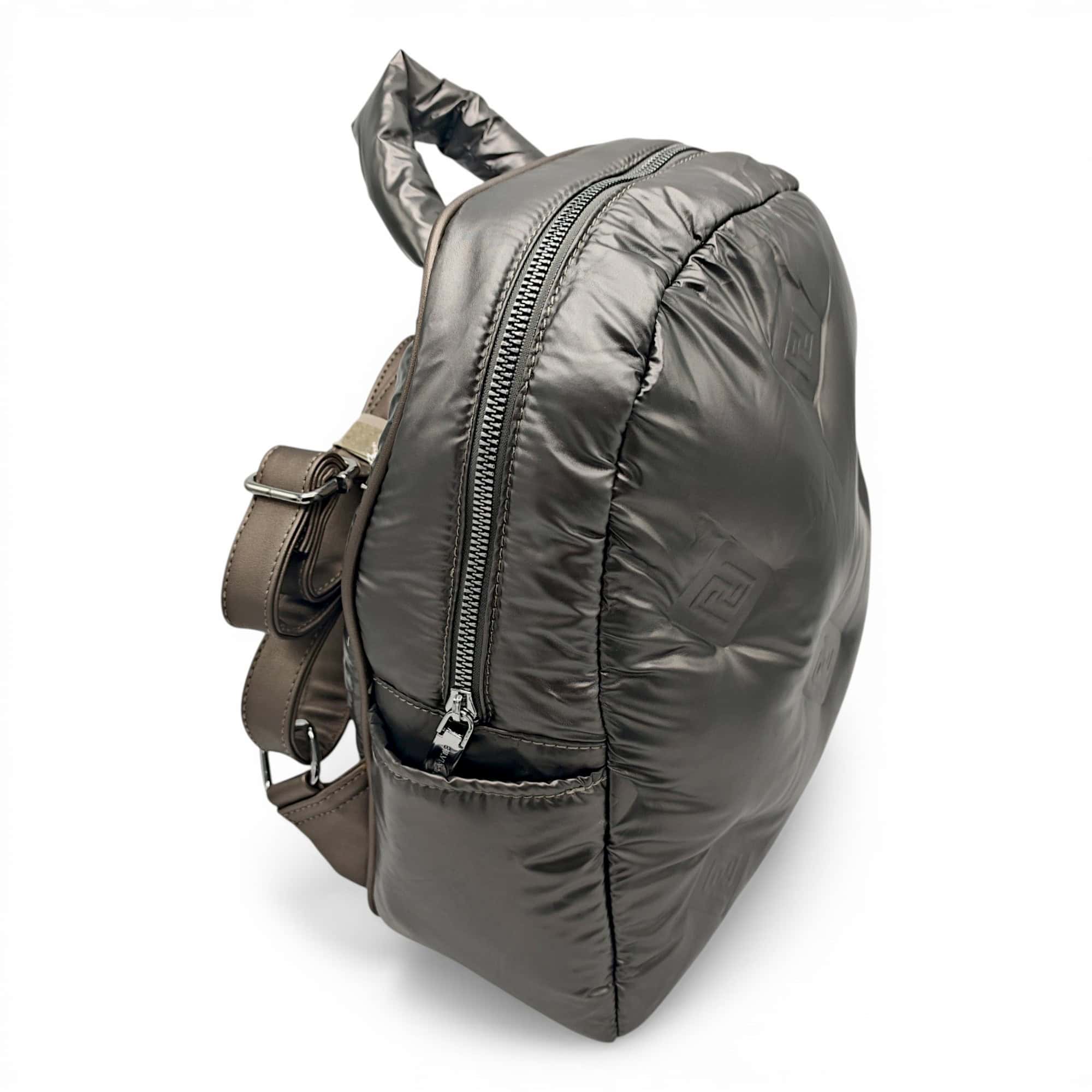 Rucsac damă modern Silvia Rosa SR7080-Silver, design puffer și confort urban pentru stil și funcțion.