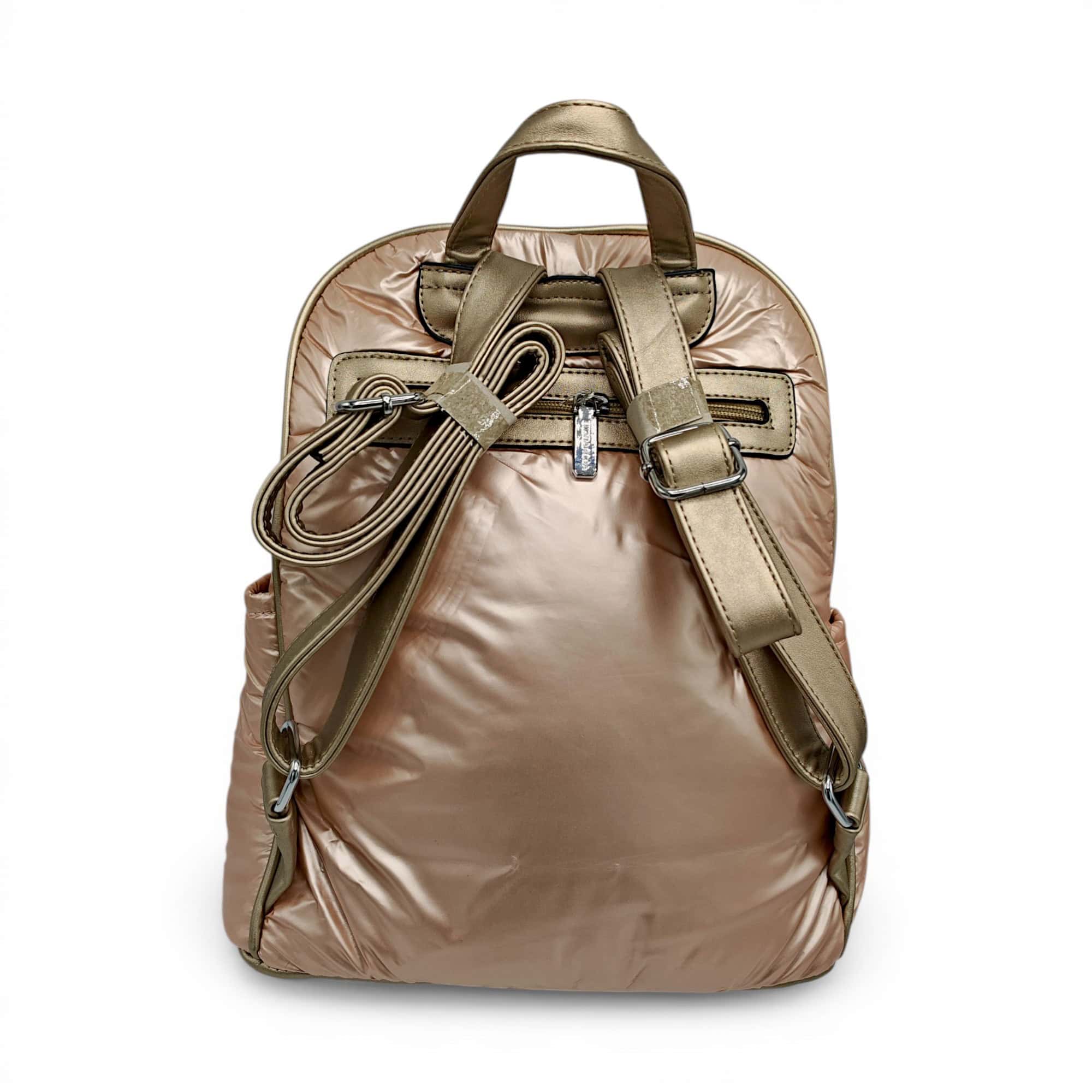 Rucsac damă modern Silvia Rosa SR7082 în culoarea Champagne, cu design puffer și confort urban.