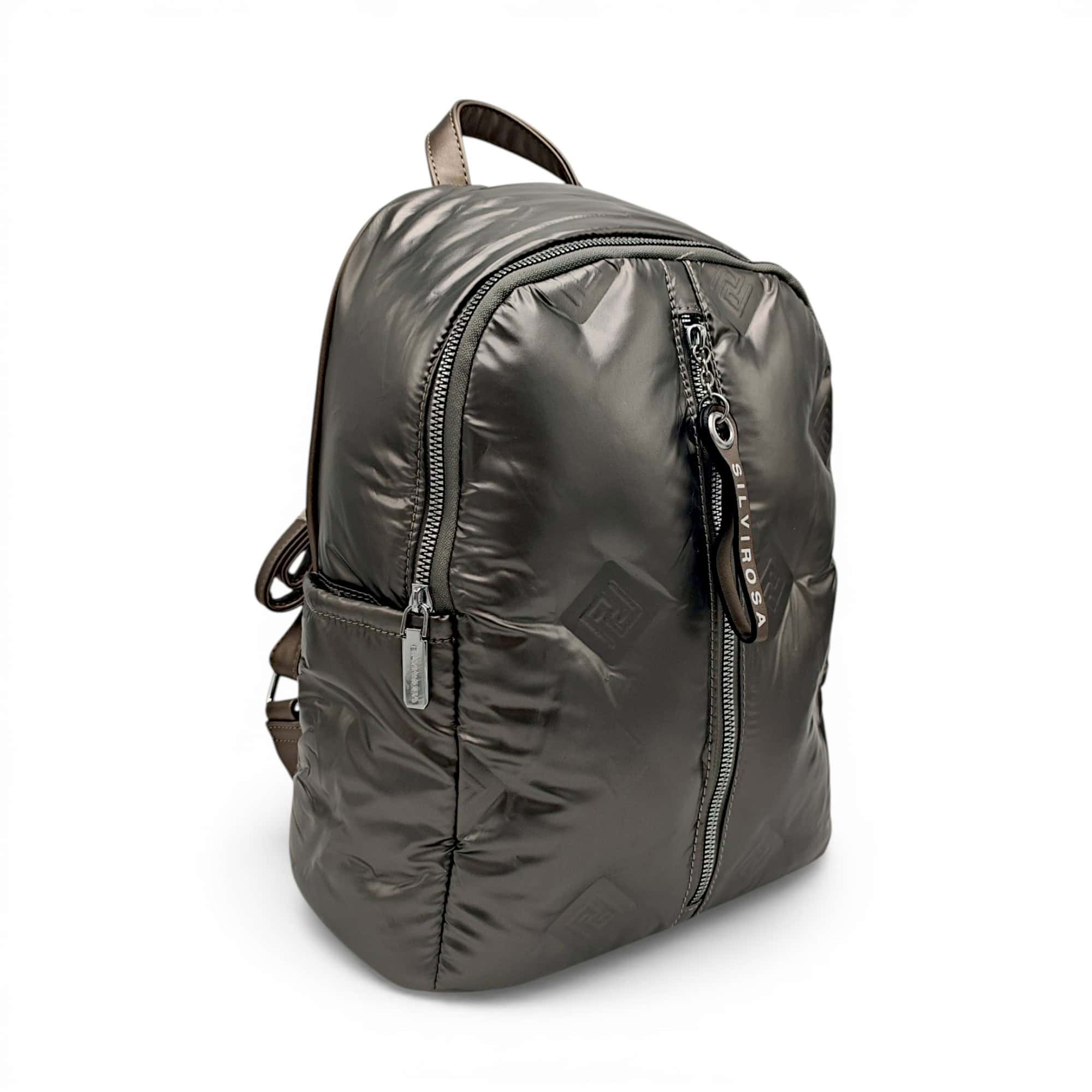Rucsac damă modern Silvia Rosa SR7082-Silver, design puffer și confort urban, perfect pentru stilul.