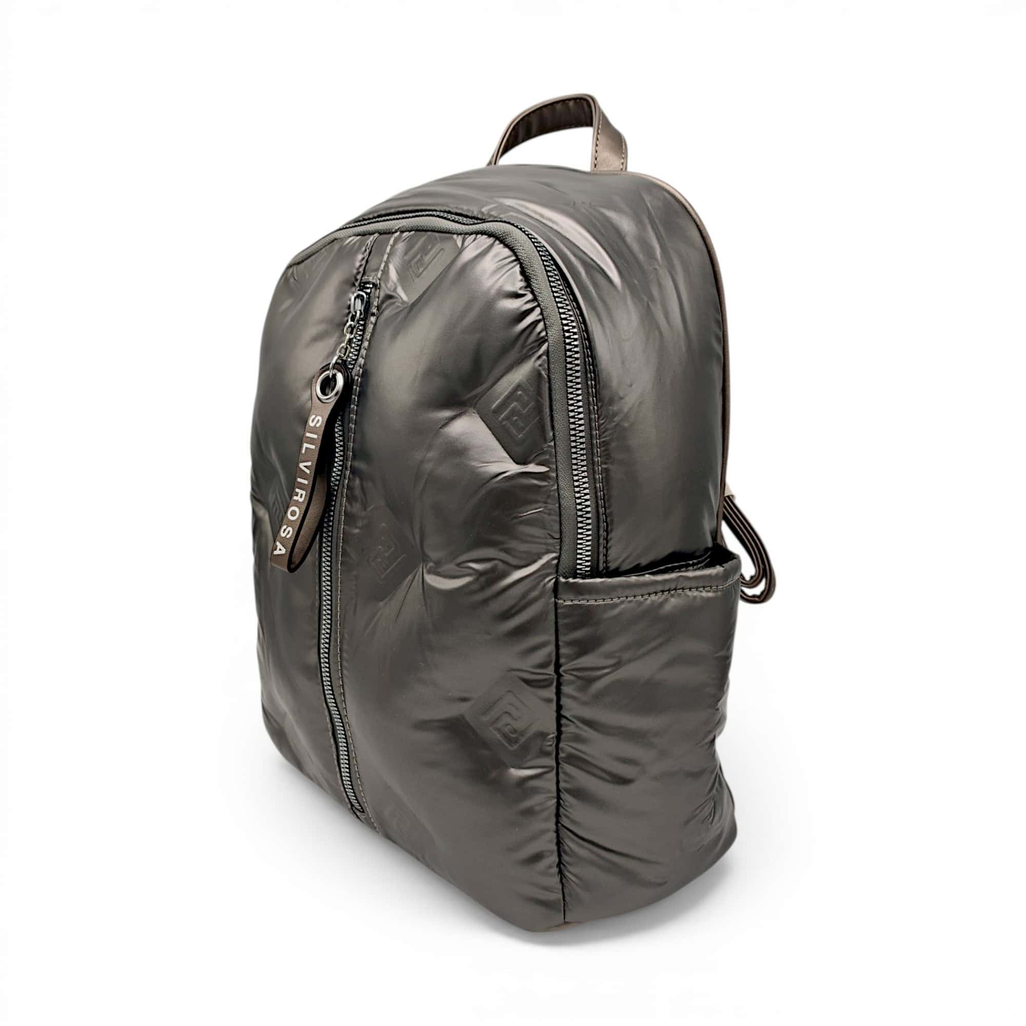 Rucsac damă modern Silvia Rosa SR7082-Silver, design puffer și confort urban pentru stil și funcțion.