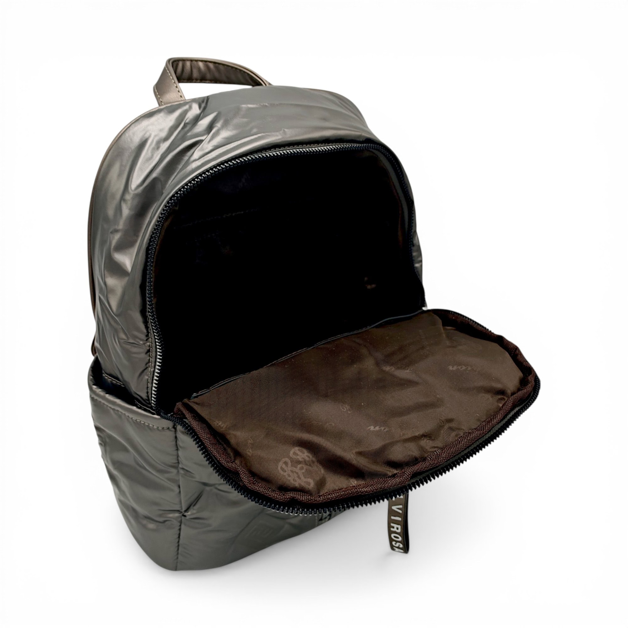 Rucsac damă modern Silvia Rosa SR7082-Silver, design puffer și confort urban pentru stil și funcțion.