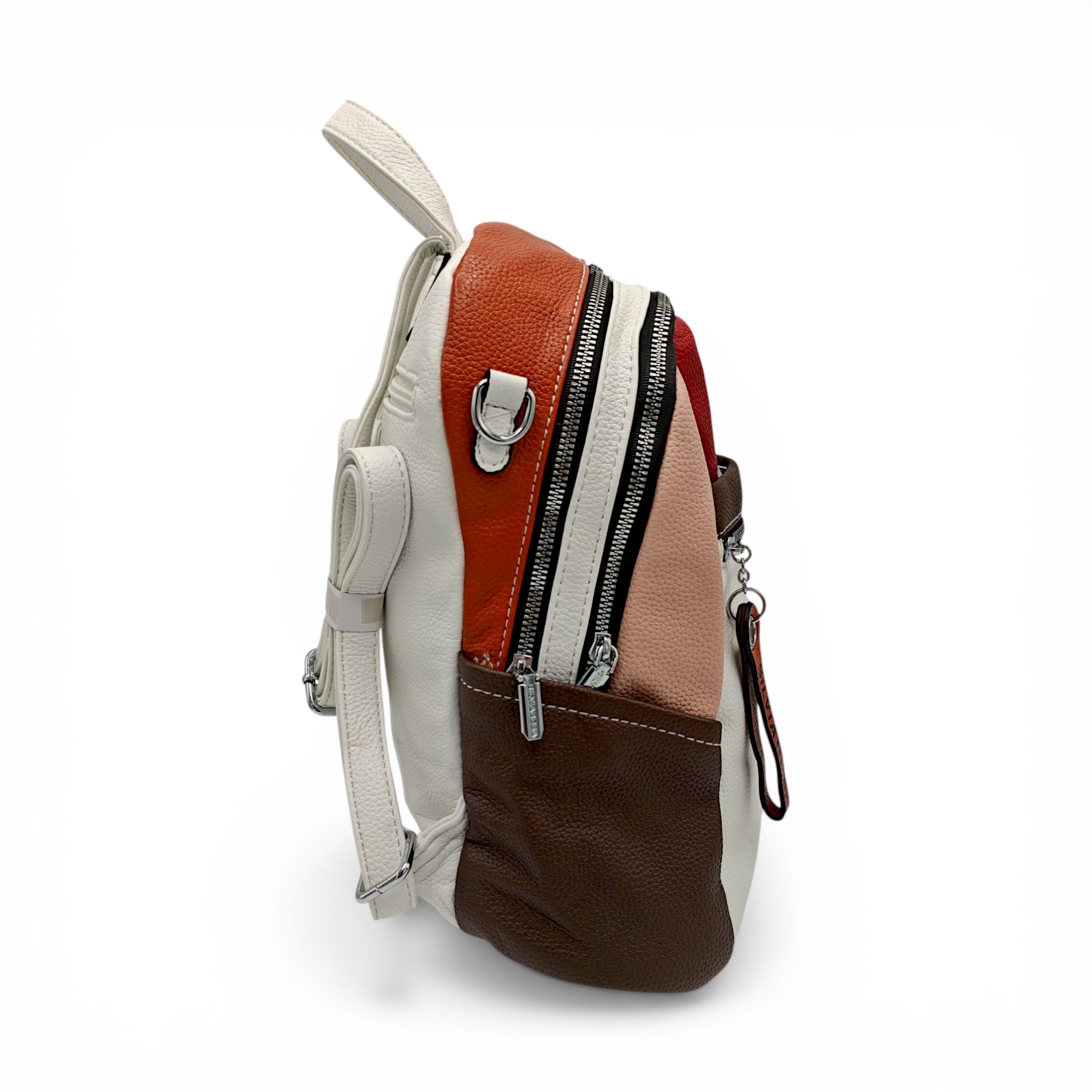 Rucsac damă Silvia Rosa SR6095 Alb – piele ecologică premium, design colorblock multicolor