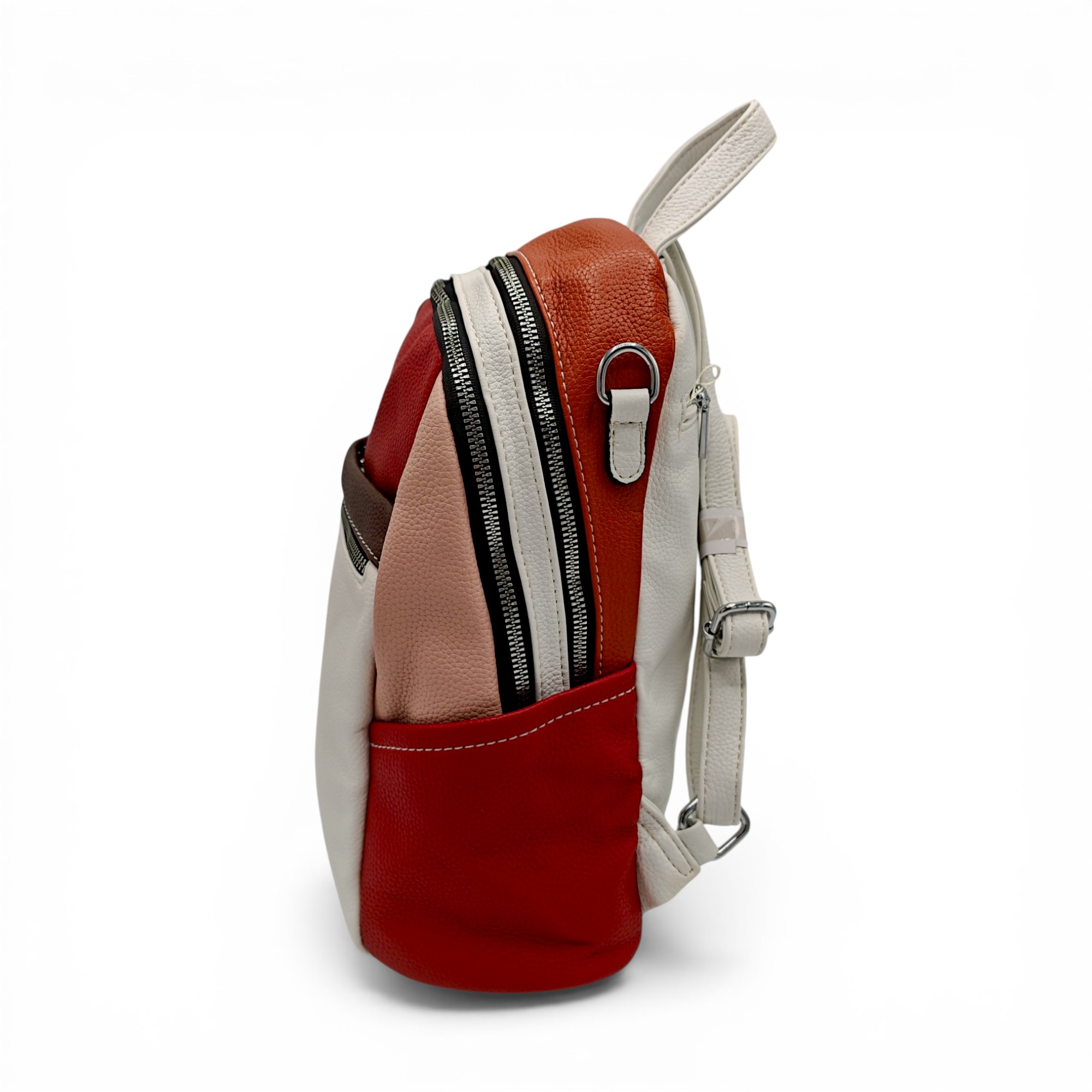 Rucsac damă Silvia Rosa SR6095 Alb – piele ecologică premium, design colorblock multicolor