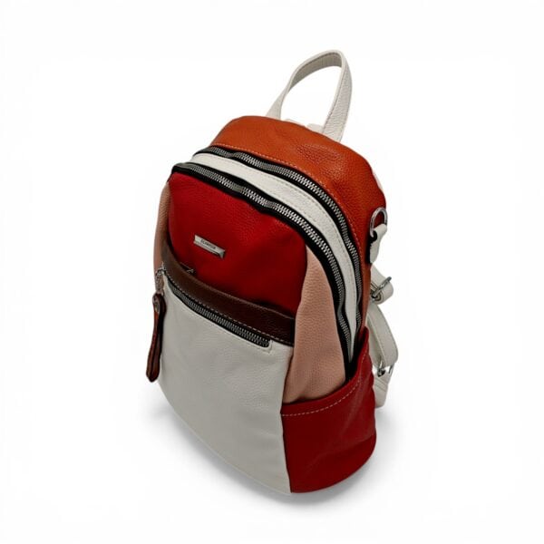Rucsac damă Silvia Rosa SR6095 Alb – piele ecologică premium, design colorblock multicolor