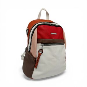 Rucsac damă Silvia Rosa SR6095 Alb – piele ecologică premium, design colorblock multicolor