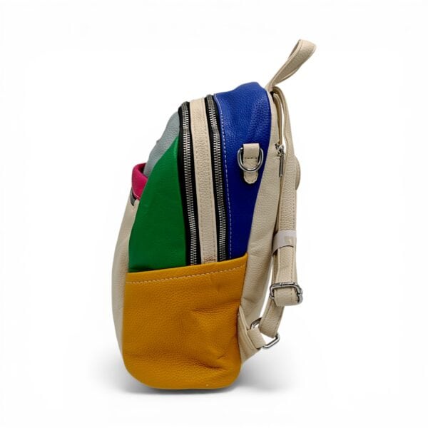 Rucsac damă Silvia Rosa SR6095 Bej – piele ecologică premium, design colorblock multicolor