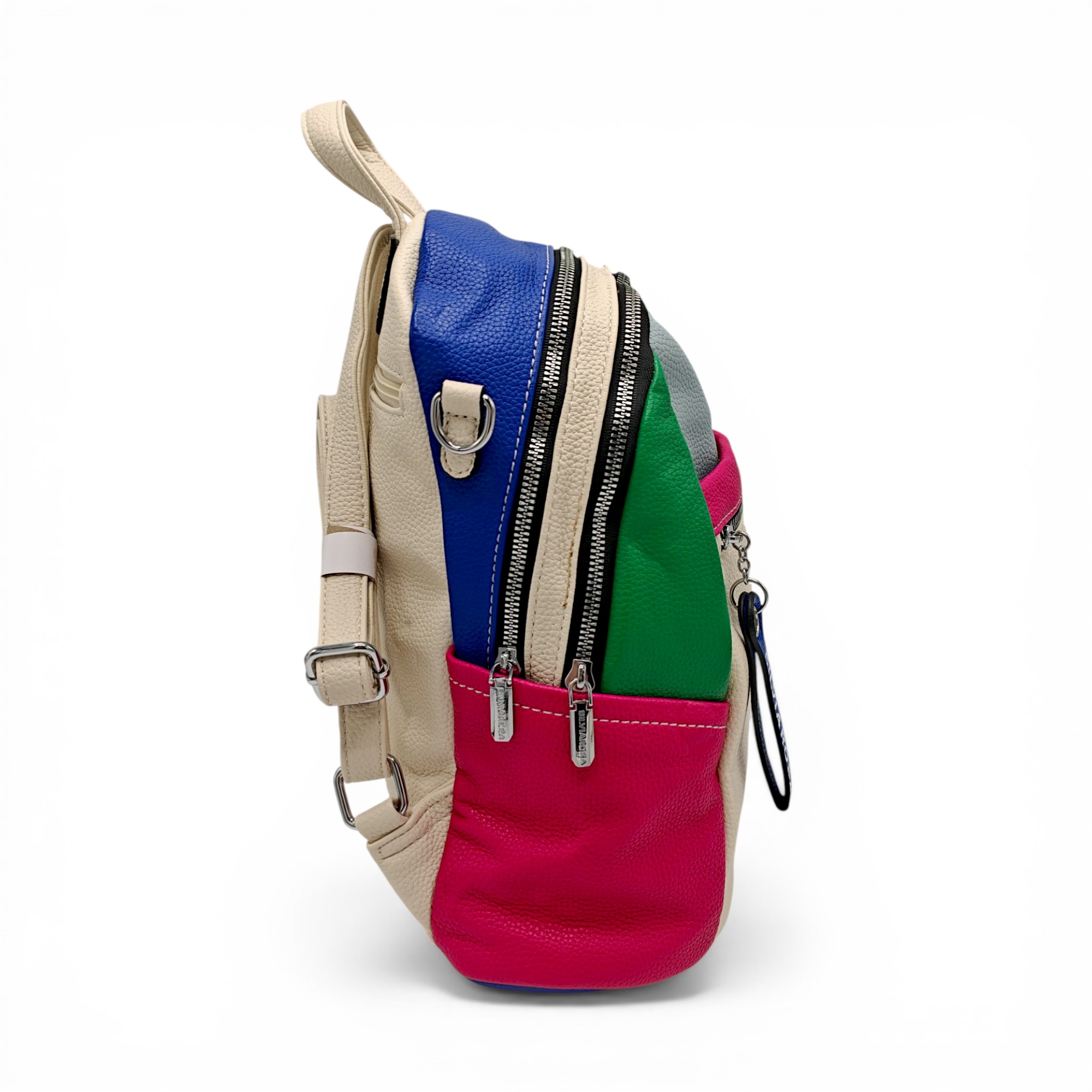 Rucsac damă Silvia Rosa SR6095 Bej – piele ecologică premium, design colorblock multicolor