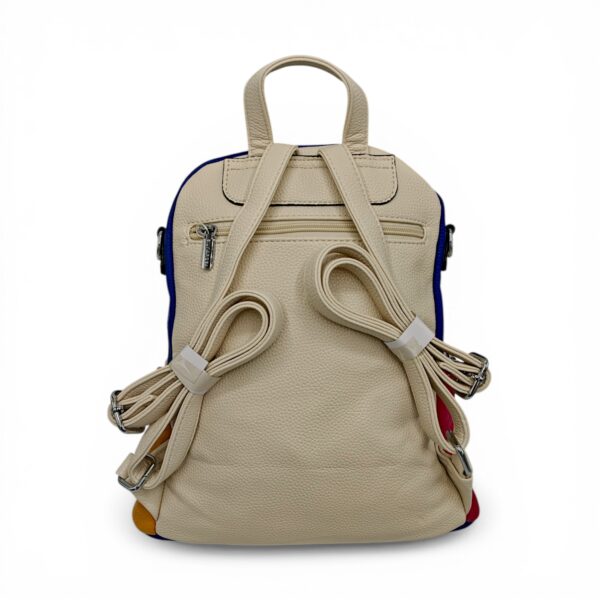 Rucsac damă Silvia Rosa SR6095 Bej – piele ecologică premium, design colorblock multicolor