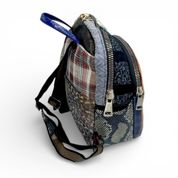 Rucsac damă din piele naturală Selina Unique S100-20 – multicolor patchwork, design artistic