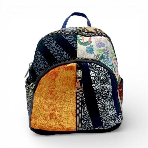Rucsac damă din piele naturală Selina Unique S100-20 – multicolor patchwork, design artistic